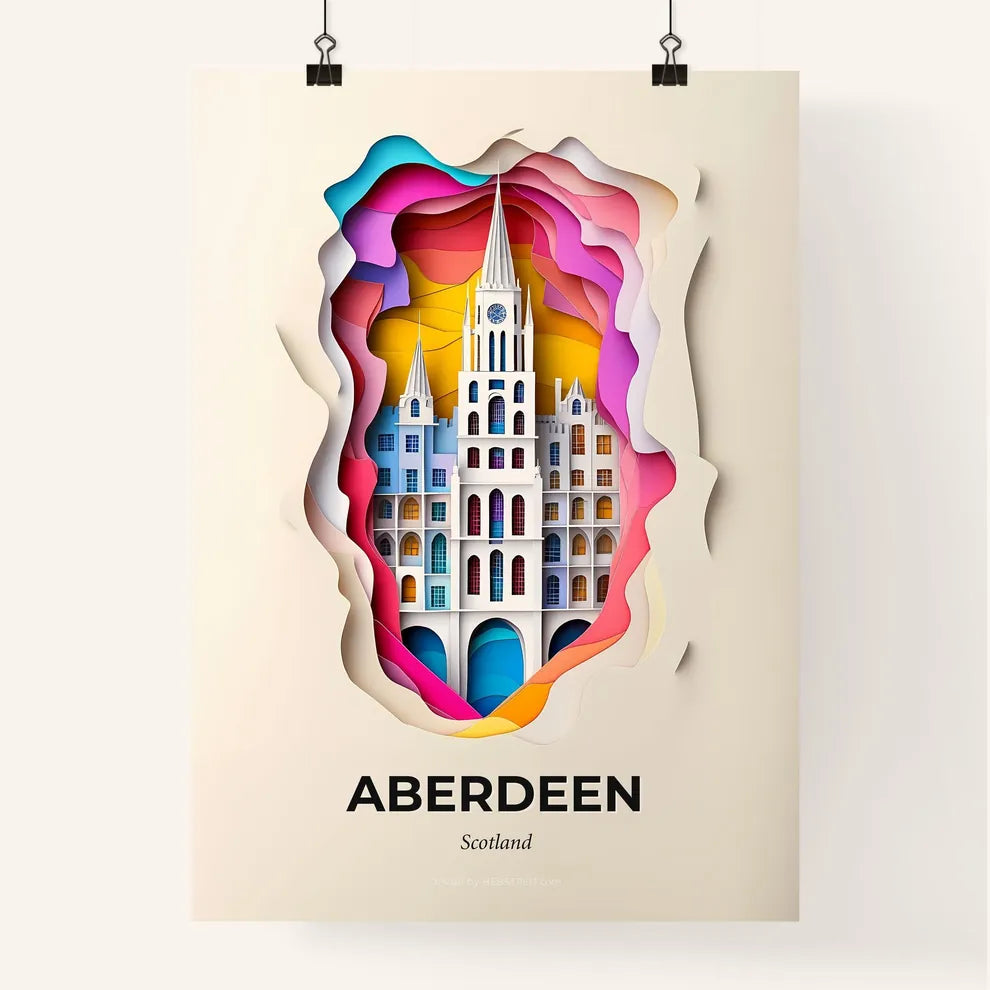 Vivid Aberdeen, Scotland, Colorful Poster