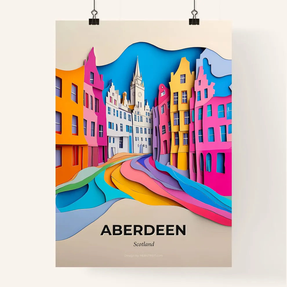 Vivid Aberdeen, Scotland, Colorful Poster