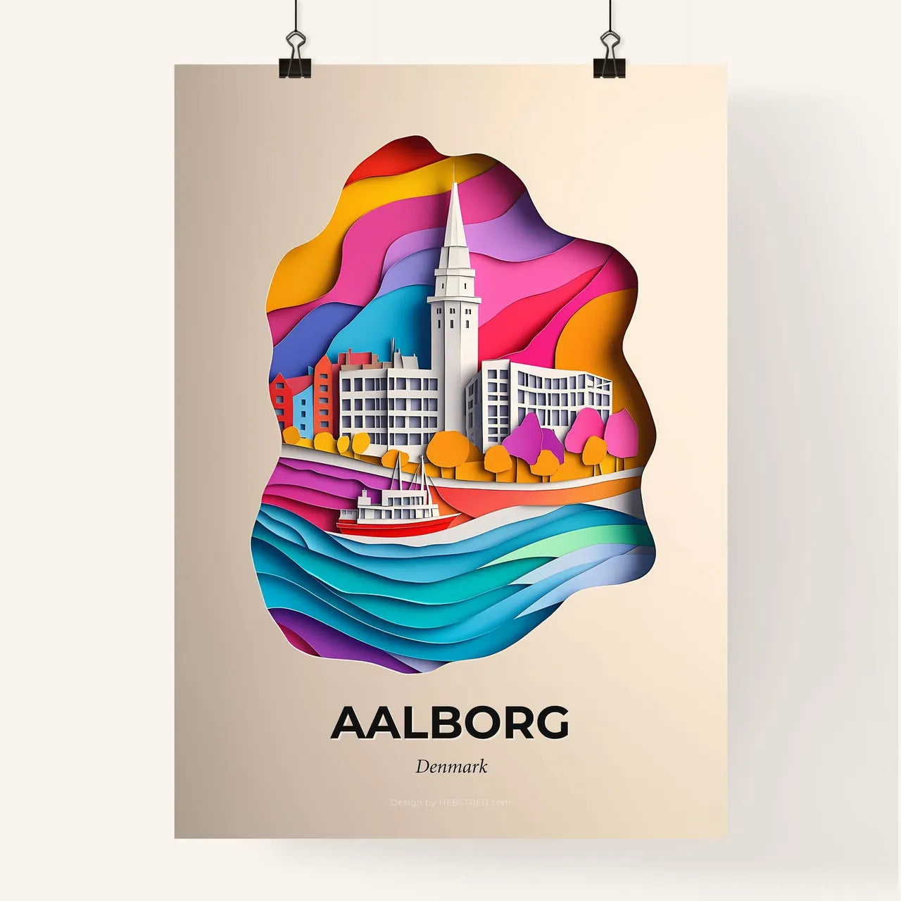 Vivid Aalborg, Denmark, Colorful Poster
