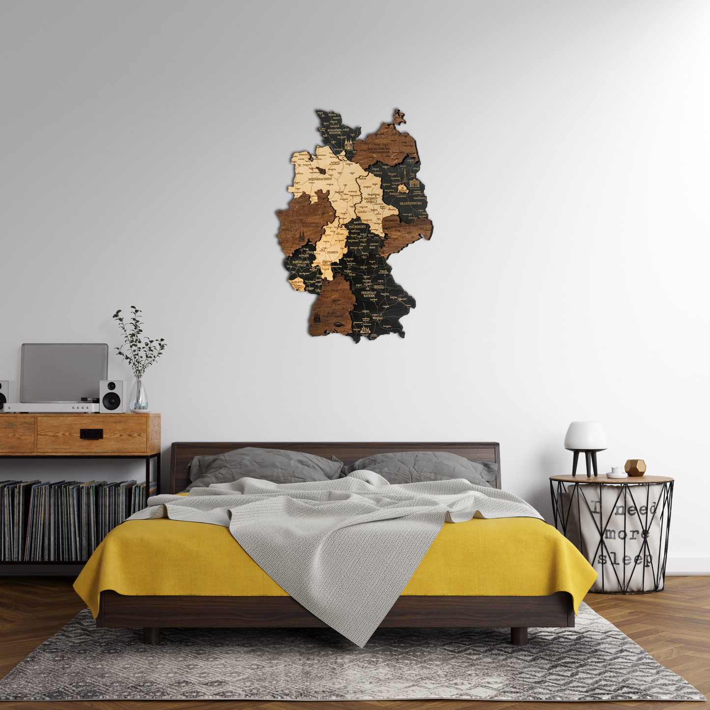 3D Germany Wooden Wall Map – Elegant Wall Art with City Names