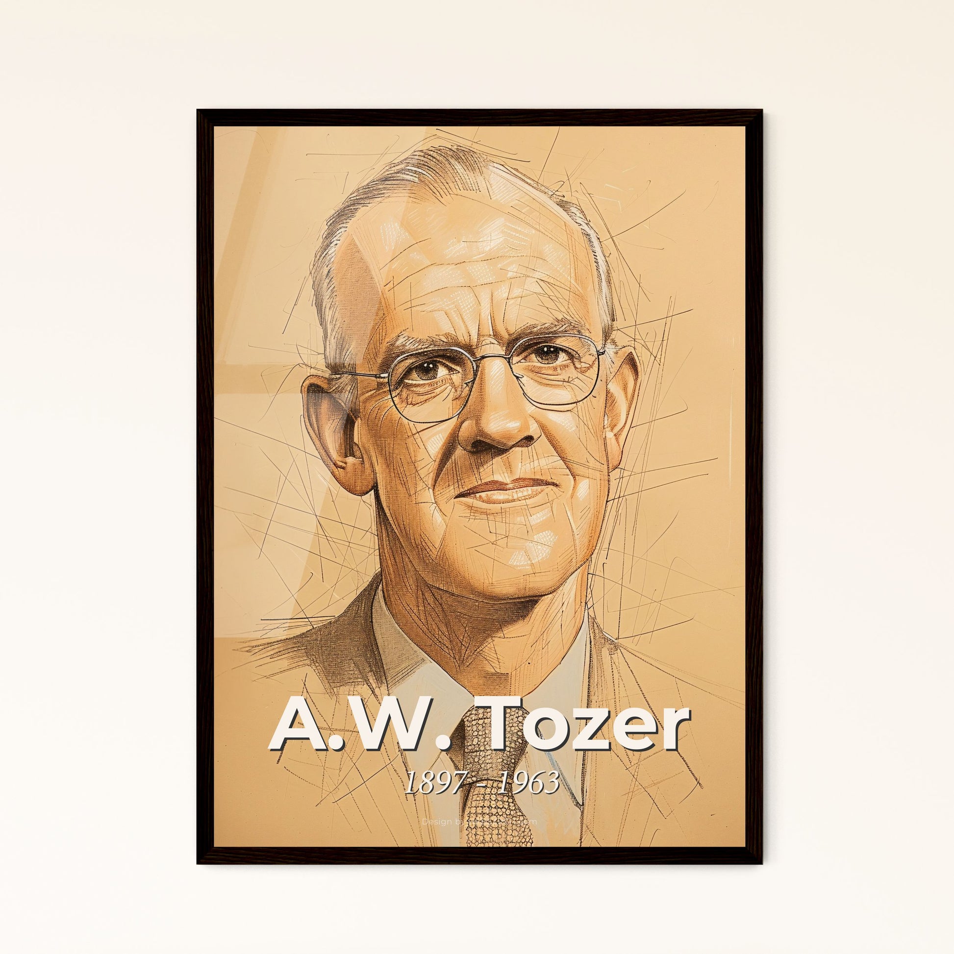 Divine Inspiration: A.W. Tozer Portrait - Contemporary Art Print for Home Decor in Elegant Hues and Dynamic Lines