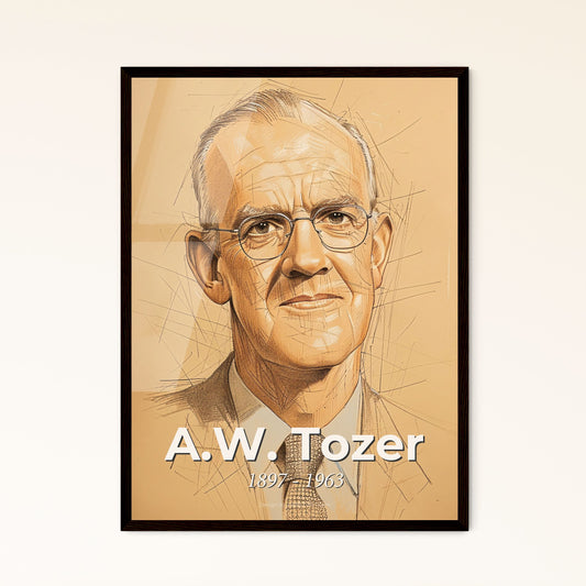 Divine Inspiration: A.W. Tozer Portrait - Contemporary Art Print for Home Decor in Elegant Hues and Dynamic Lines