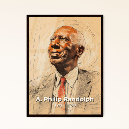 A. Philip Randolph: Visionary Labor Leader & Civil Rights Icon - Contemporary Portrait on Beige, Dynamic Form & Texture