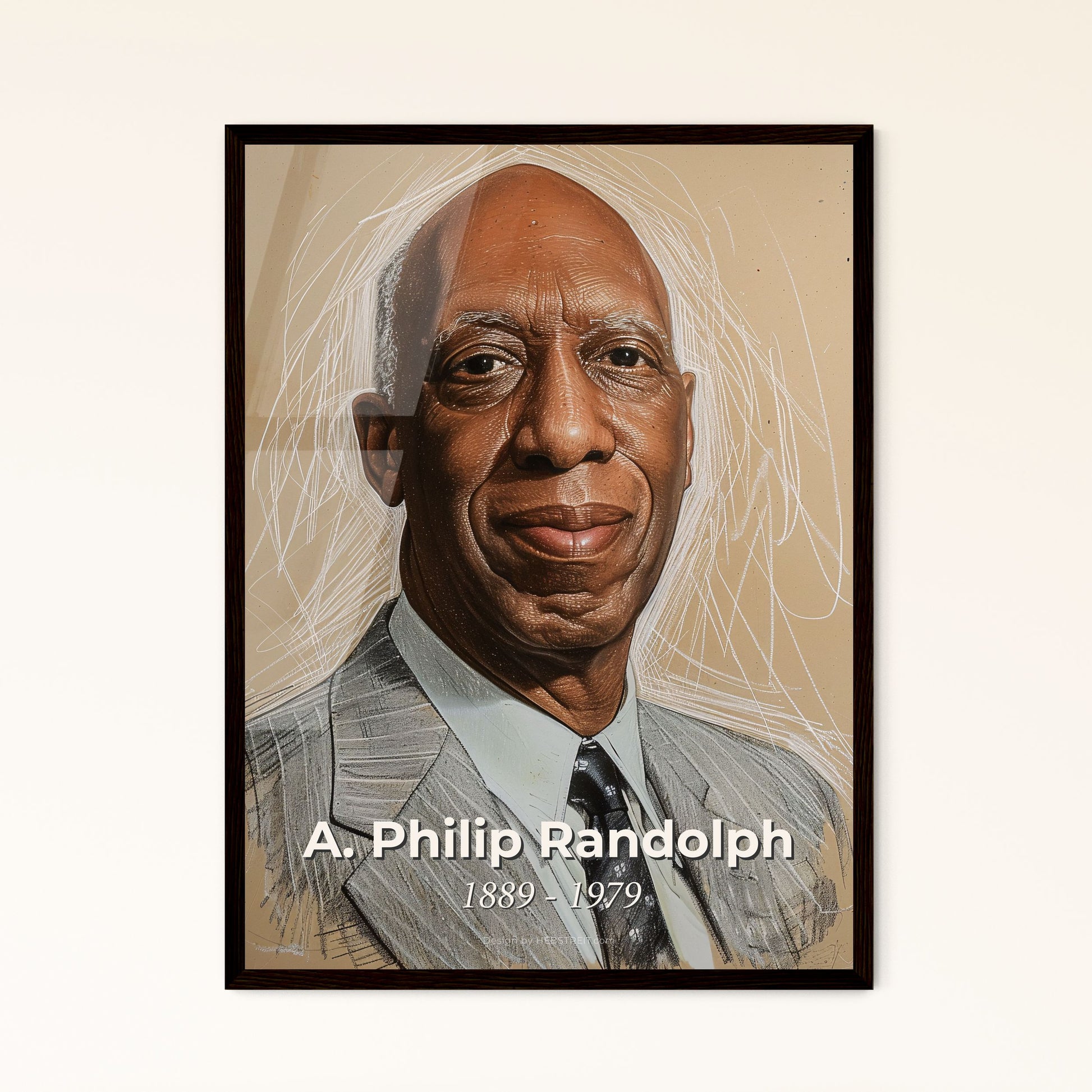 Vibrant Tribute to A. Philip Randolph: Dynamic Portrait of a Labor Leader & Civil Rights Pioneer – Captivating Art for Your Home