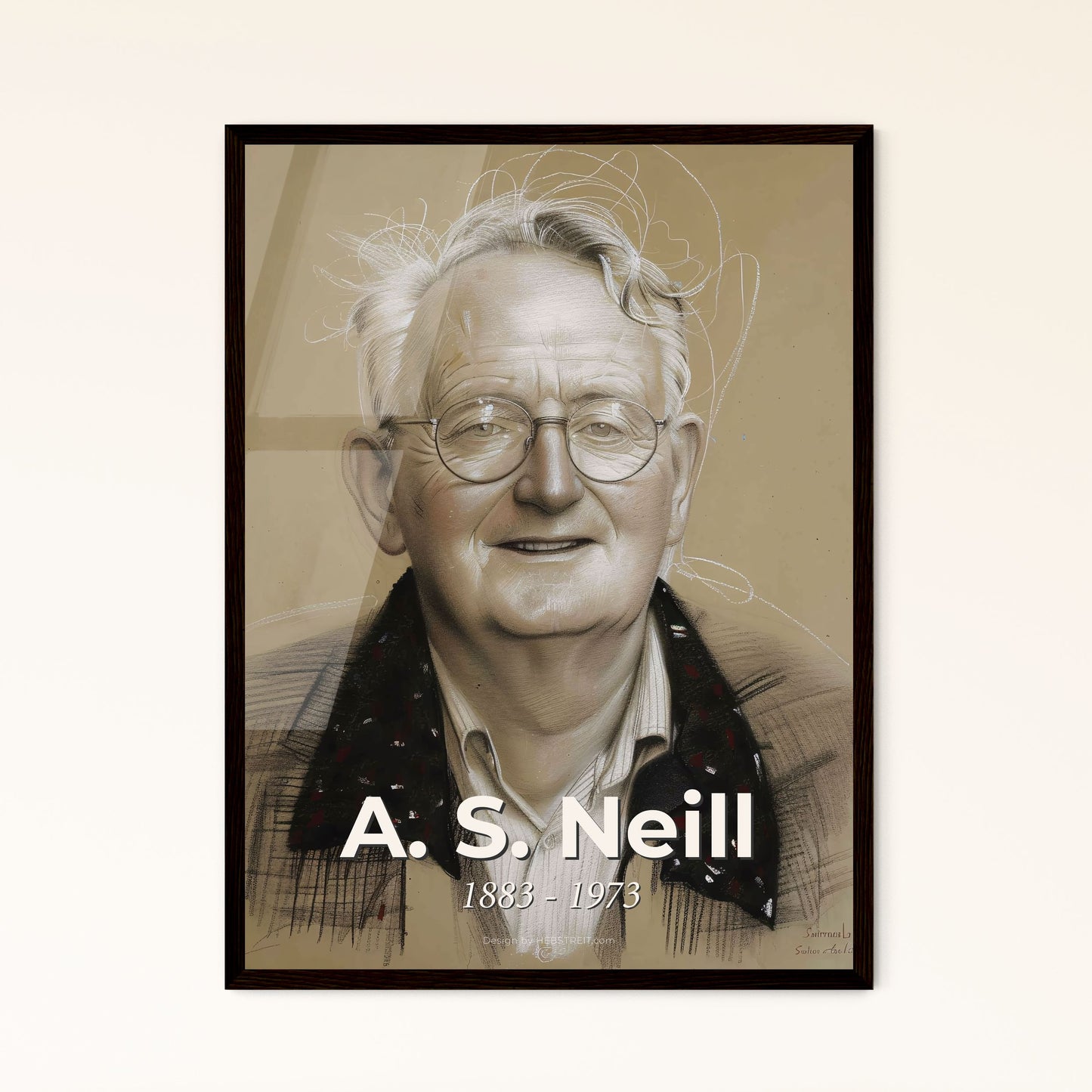 Captivating Portrait of A.S. Neill: Celebrating Democratic Education – Vibrant Art Print for Inspiring Home Décor