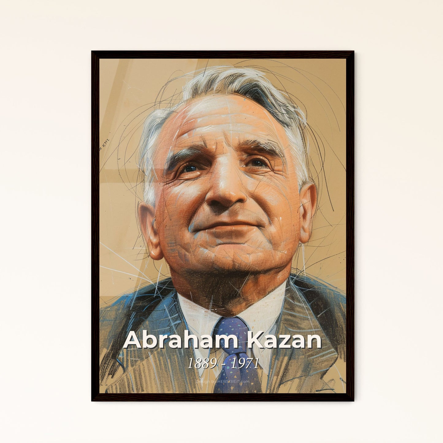 Vibrant Portrait of Abraham Kazan: Celebrated Pioneer of Cooperative Housing, Contemporary Art Print for Stunning Home Decor