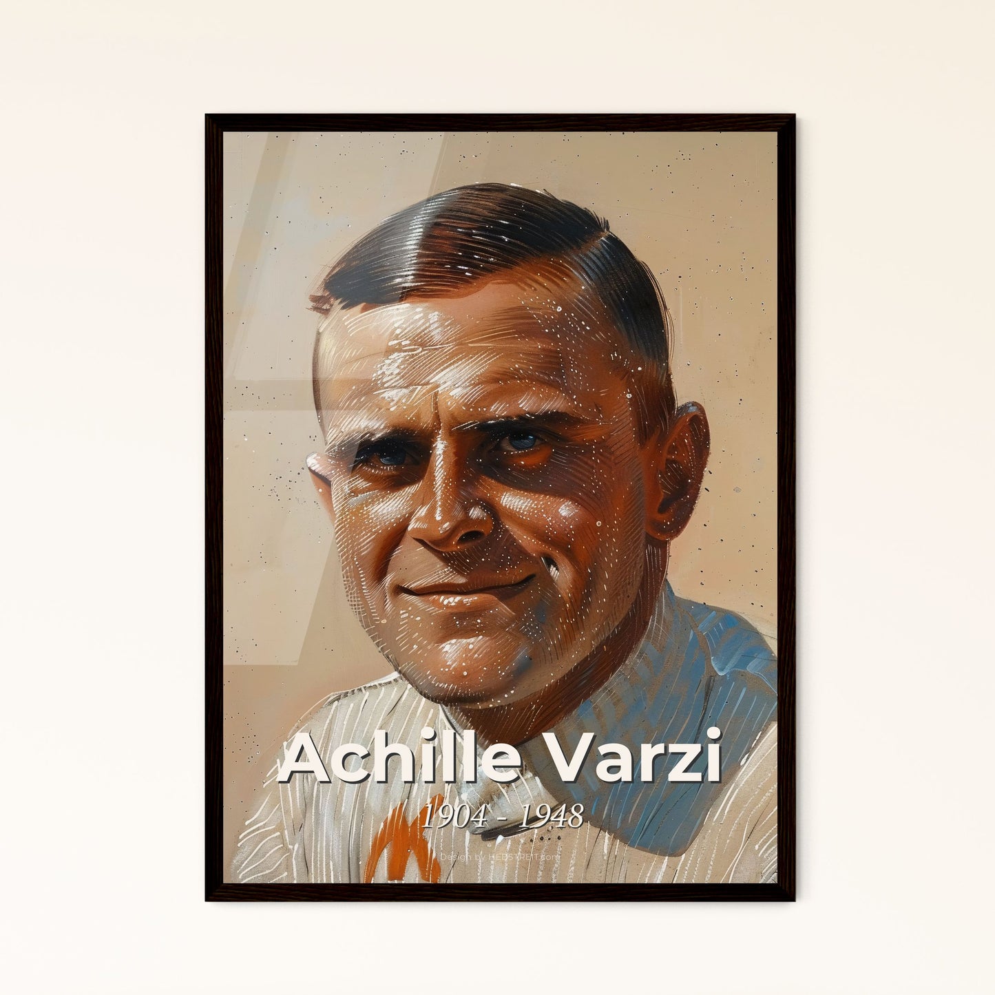 Dynamic Portrait of Achille Varzi: Celebrating a Racing Legend in Contemporary Art - Perfect for Home Decor & Unique Gifts