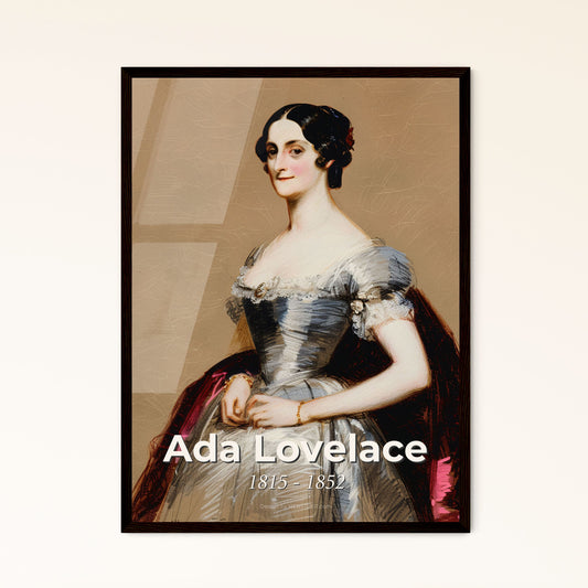 Ada Lovelace: The Enchanting First Computer Programmer - Contemporary Art Print on Beige with Dynamic Lines & Elegant Hatching