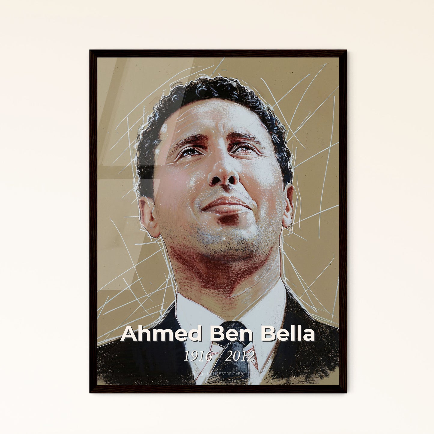 Ahmed Ben Bella: A Captivating Portrait of Algeria's Independence Leader - Contemporary Art Print for Home Decor & Gifting