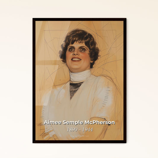 Vibrant Portrait of Aimee Semple McPherson: Innovative Evangelist & Foursquare Founder, Captured in Dynamic Contemporary Art