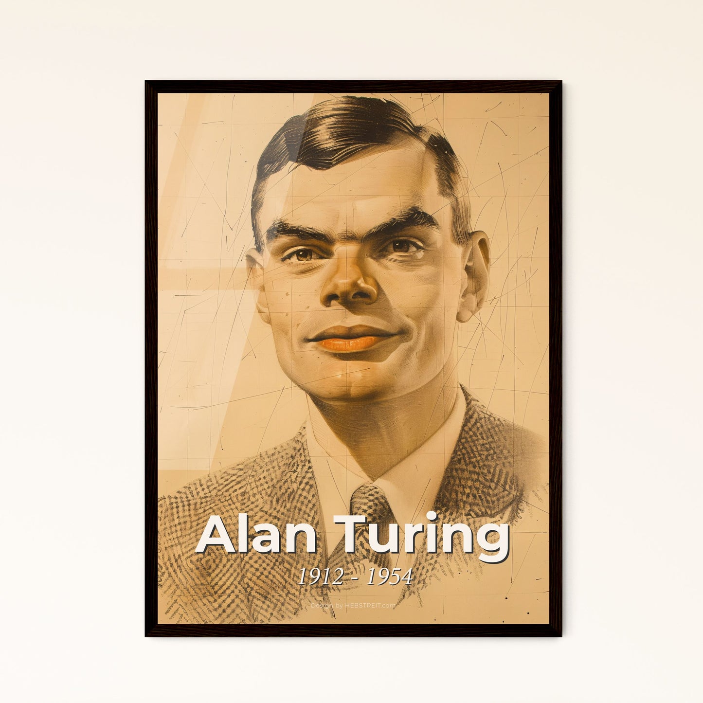 Alan Turing: The Genius of Code - Contemporary Art Print Celebrating the Father of Computer Science on Elegant Beige Background