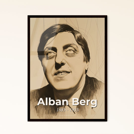 Elegant Portrait of Alban Berg: Captivating Contemporary Art Print on Beige, Perfect for Unique Home Decor or Thoughtful Gifting.