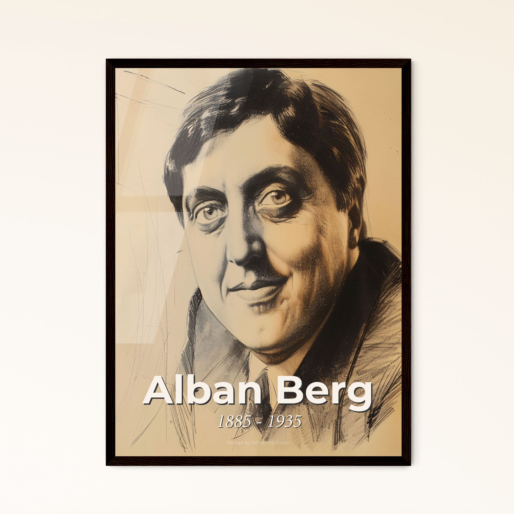 Alban Berg Portrait: Contemporary Art Print - Elegant Lines & Subtle Colors for Unique Home Decor & Gifting - 1885-1935