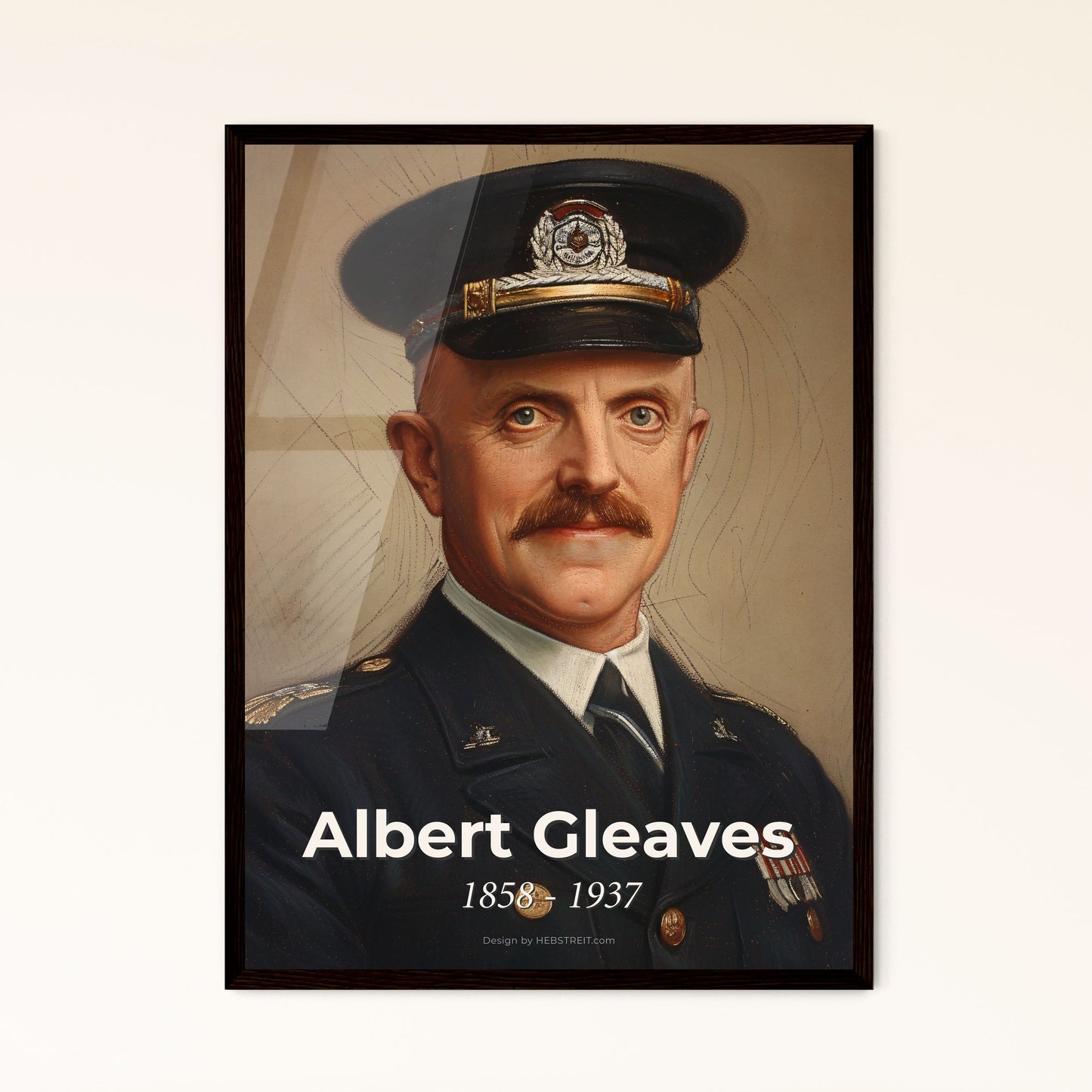 Dynamic Portrait of Admiral Albert Gleaves (1858 Framed Print