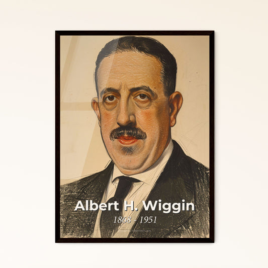 Elegant Portrait of Albert H. Wiggin: A Dynamic Blend of Contemporary Art and Historical Significance for Timeless Home Décor