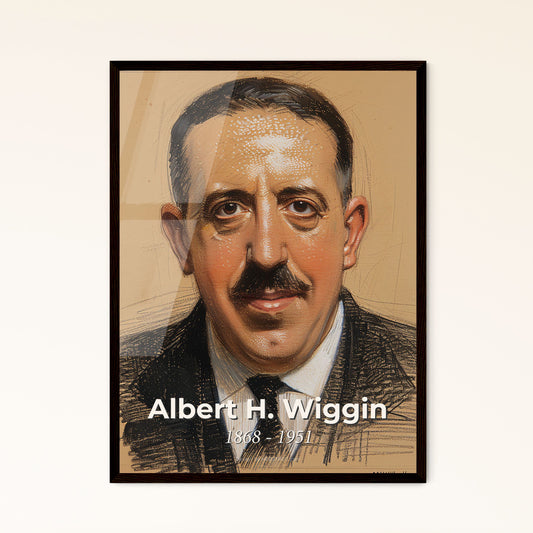 Dynamic Contemporary Portrait of Albert H. Wiggin: Iconic Banker Smiling Amidst Great Depression - Art for Elevating Home Decor