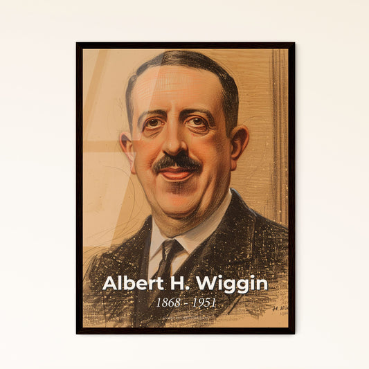 Elegant Portrait of Albert H. Wiggin: A Contemporary Tribute to the Visionary Banker, Perfect for Home Decor & Unique Gifts