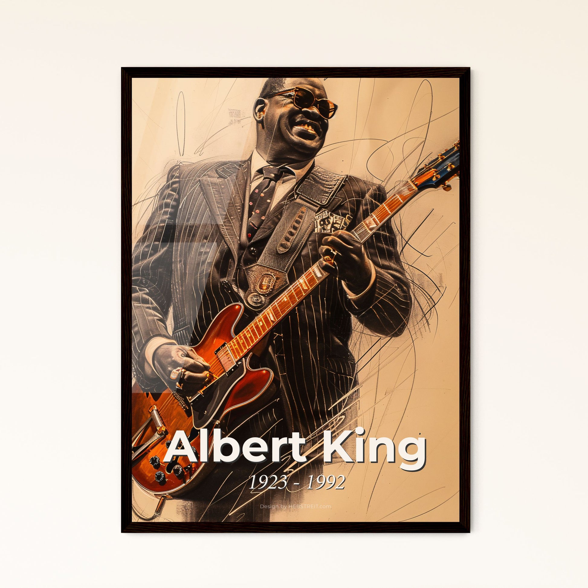 Albert King: The Soul of Blues—Exquisite Contemporary Art Print Depicting the Legendary Guitarist's Dynamic Essence