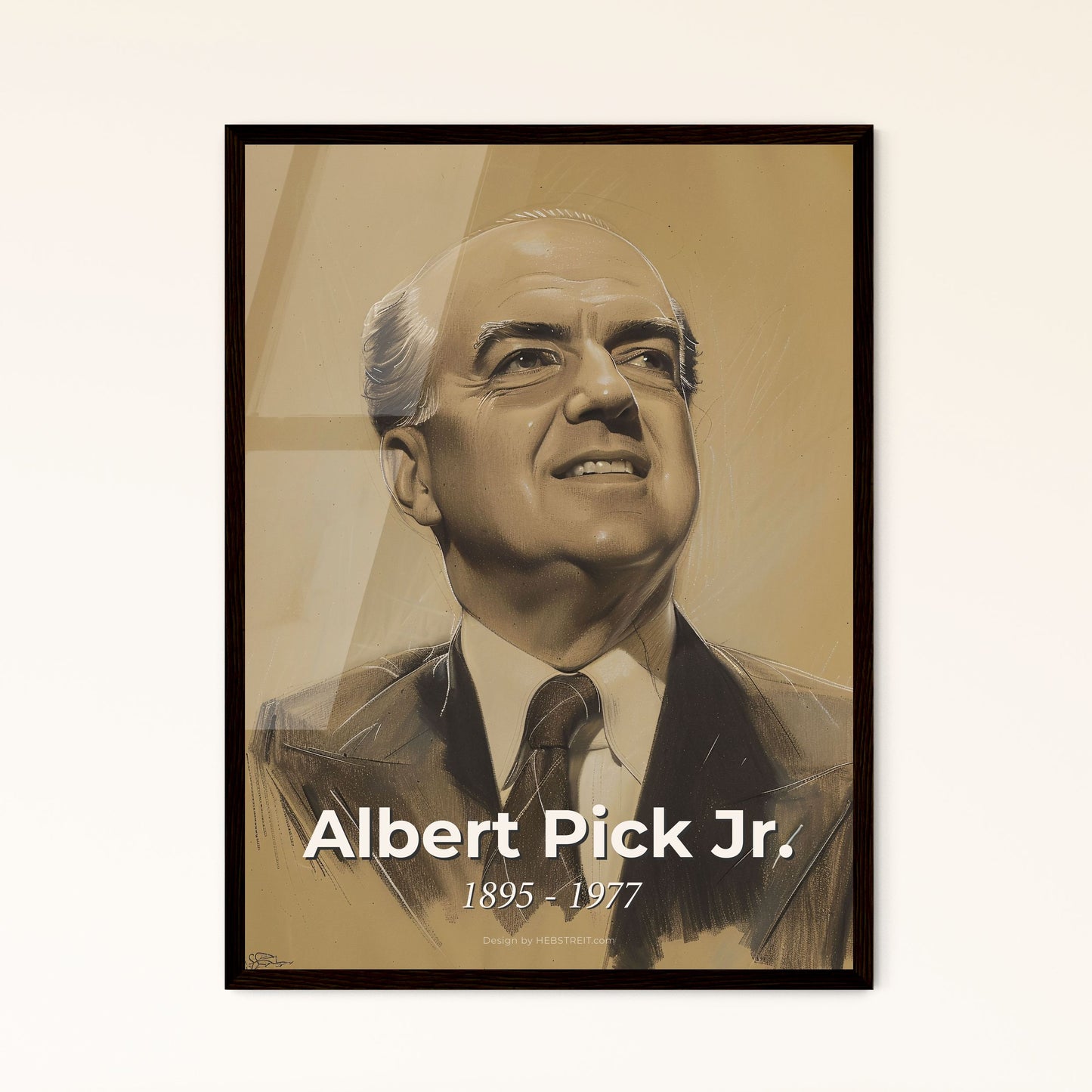 Captivating Portrait of Albert Pick Jr.: A Vibrant Ode to Innovation in Hospitality - Unique Art Print for Modern Decor