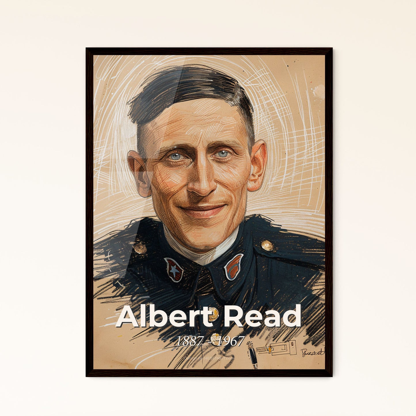 Albert Read: Pioneering Aviator in a Captivating Contemporary Artwork, Perfect for Elegant Home Decor - Framed or Aluminum Print Options