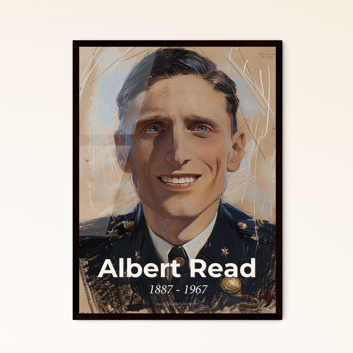 Albert Read: Pioneering American Aviator - Captivating Contemporary Portrait Print, Ideal Gift for Aviation Enthusiasts & Home Decor