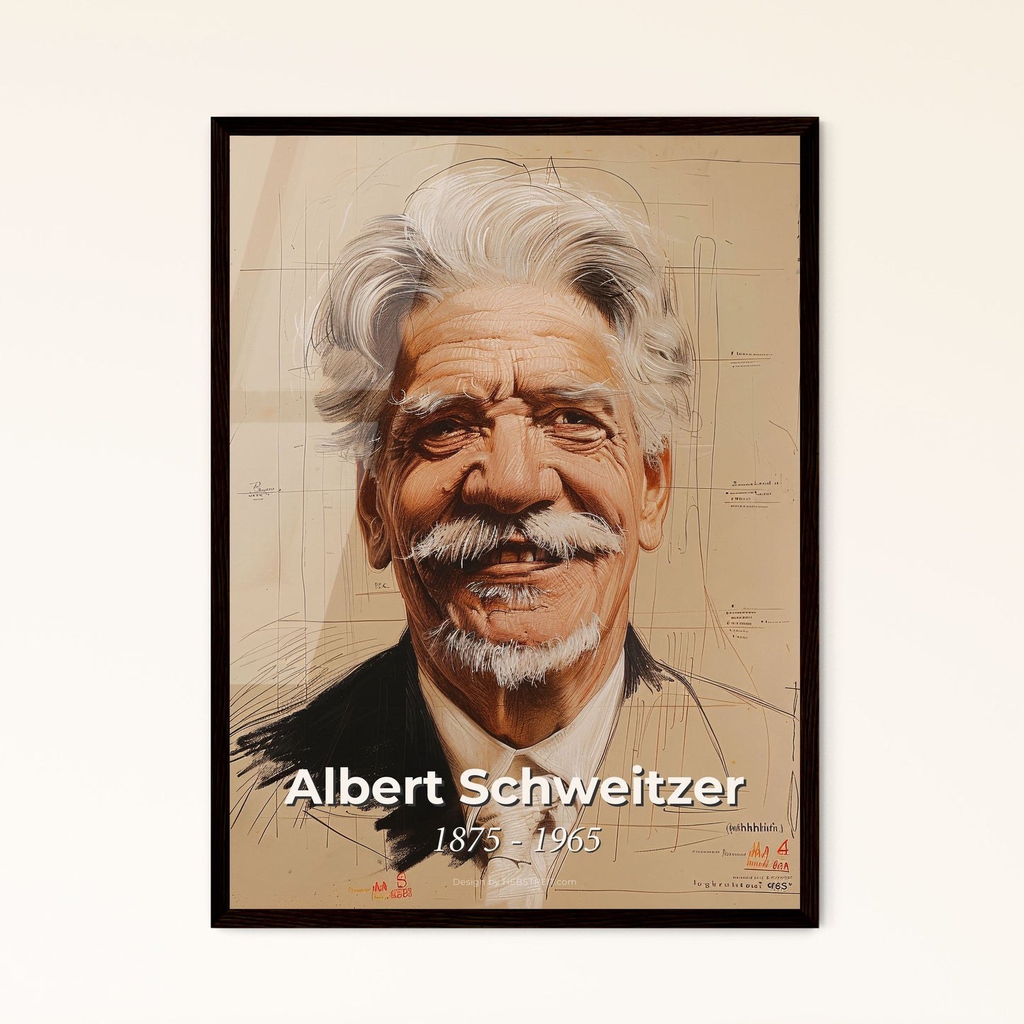 Elegant Portrait of Albert Schweitzer: A Contemporary Tribute to the Humanitarian Icon - Perfect for Home Decor and Gifting