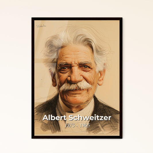 Stunning Contemporary Portrait of Albert Schweitzer: Humanitarian Icon & Nobel Laureate - Elegant Art for Home Decor