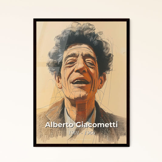 Alberto Giacometti-Inspired Print: Elegant, Elongated Portrait with Dynamic Lines & Warm Hues – Perfect for Home Decor & Gifting!