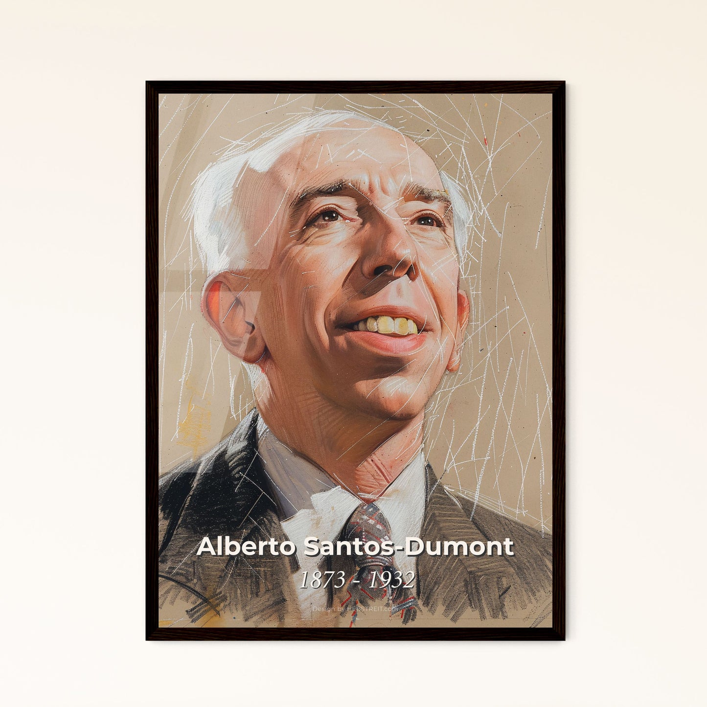 Alberto Santos-Dumont: Iconic Brazilian Aviator - Elegant Contemporary Art Print with Dynamic Hatching & Unique Perspective