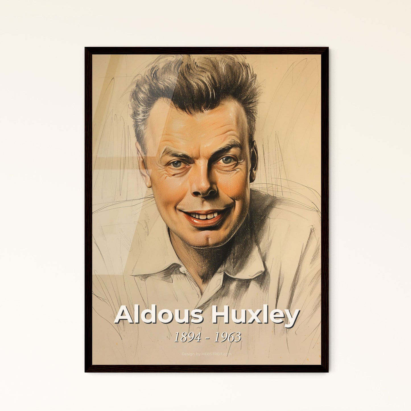 Brilliant Portrait of Aldous Huxley: Captivating Dystopian Visionary in Contemporary Art, Perfect for Home Décor or Thoughtful Gifts