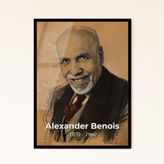 Elegant Alexander Benois-Inspired Print: Captivating Portrait with Dynamic Lines & Hatching - Perfect for Unique Home Decor