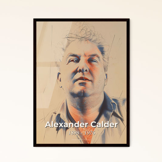 Dynamic Calder-Inspired Kinetic Art Print: Elegant Portrait on Beige - A Unique Gift for Home Decor Lovers