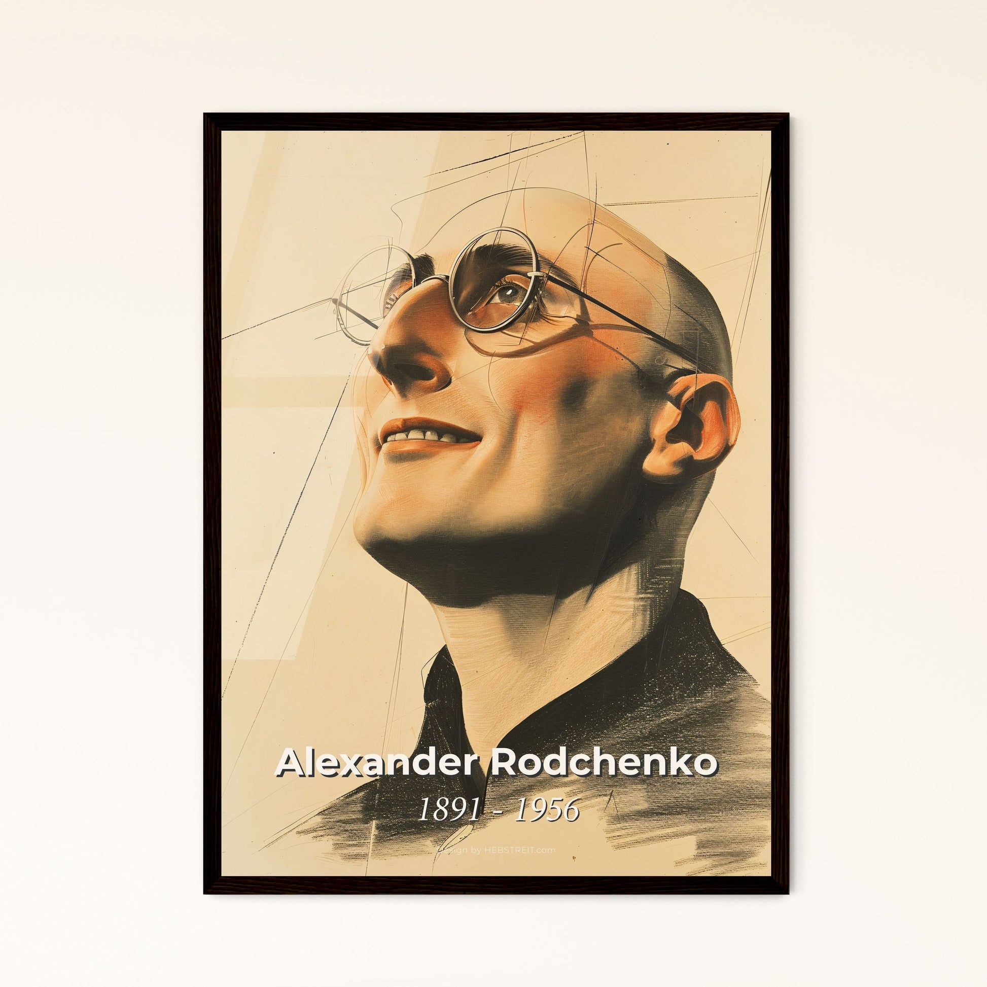 Alexander Rodchenko: Dynamic Constructivist Portrait - Innovative Art Print on Bright Beige, Perfect for Home Décor or Gifting