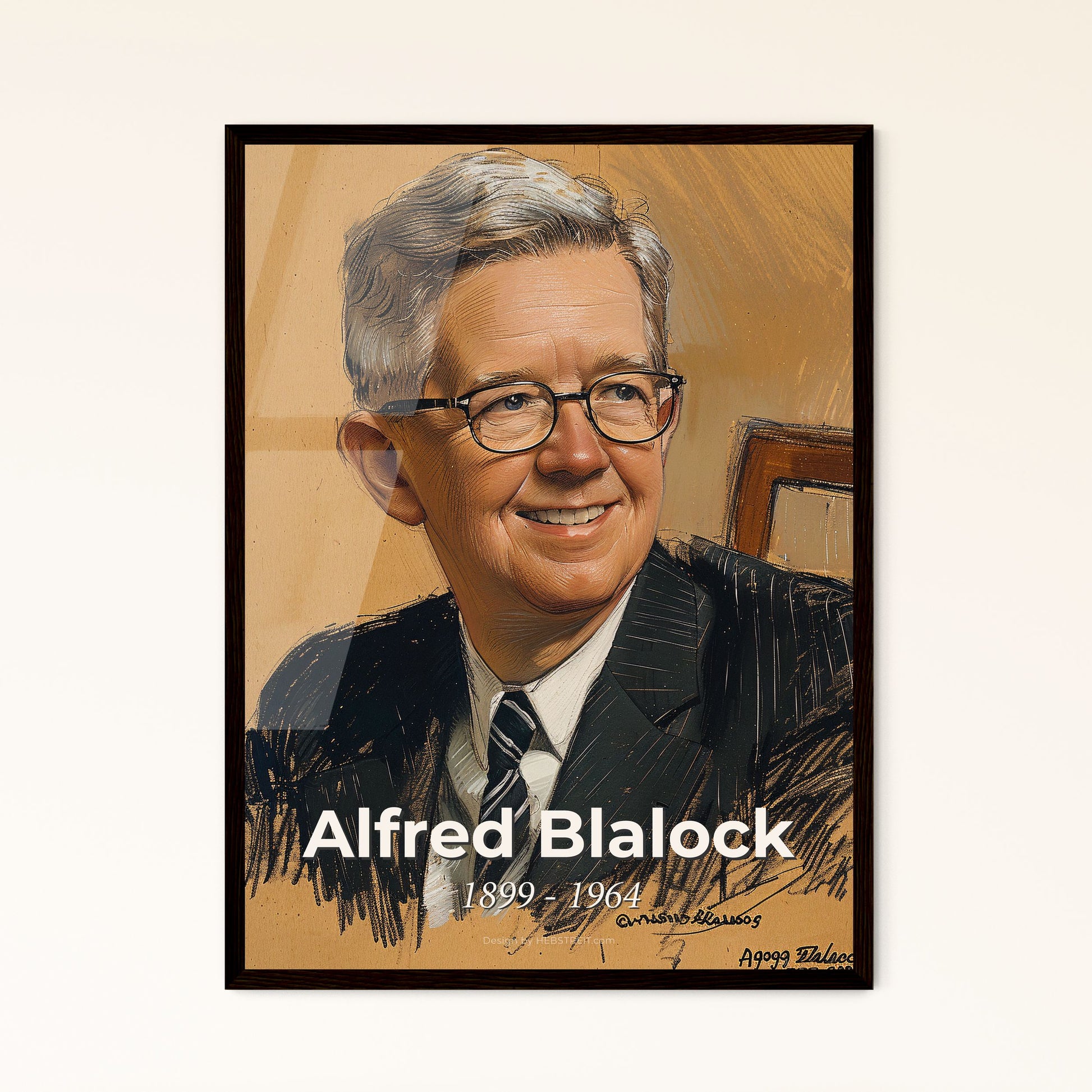 Alfred Blalock: Visionary Cardiac Surgeon - Contemporary Portrait in Vibrant Hues and Dynamic Lines, Perfect for Unique Home Decor