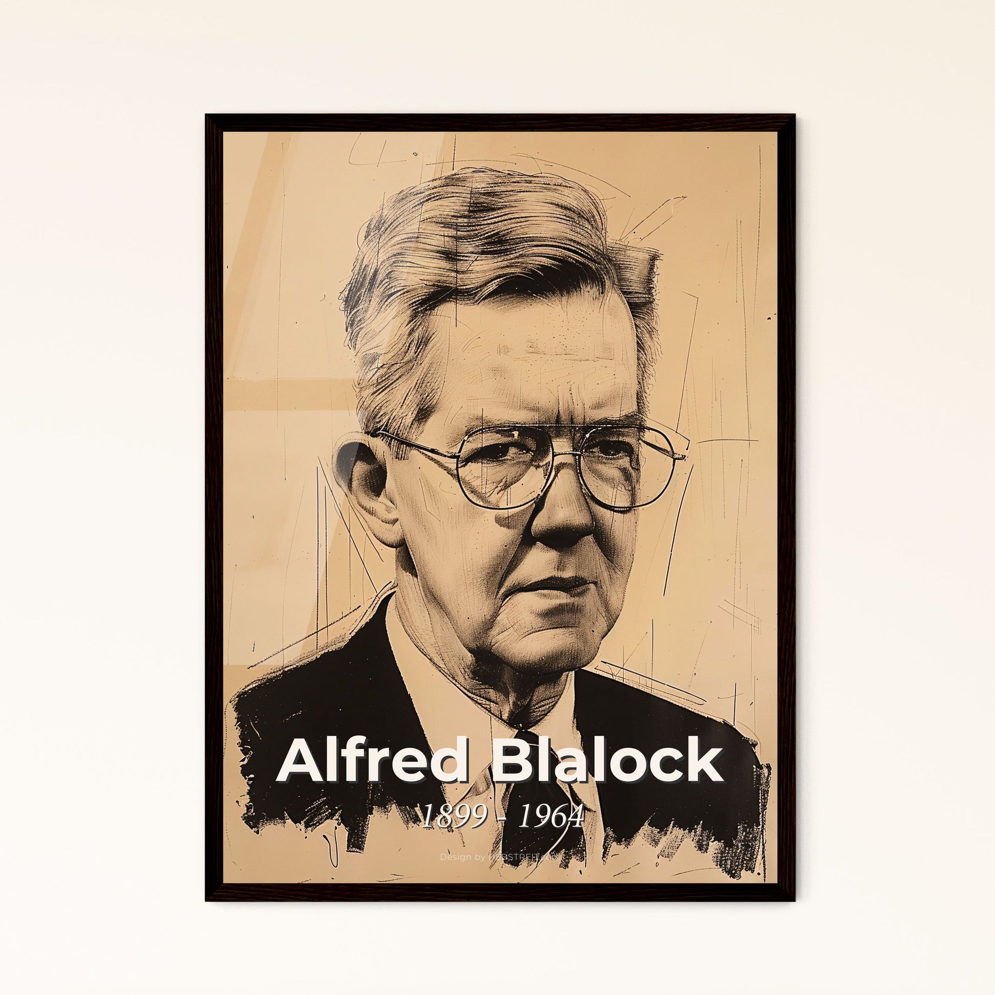 Alfred Blalock: Visionary Heart Surgeon - Contemporary Art Print Celebrating Innovation with Vibrant Lines & Elegant Hatching