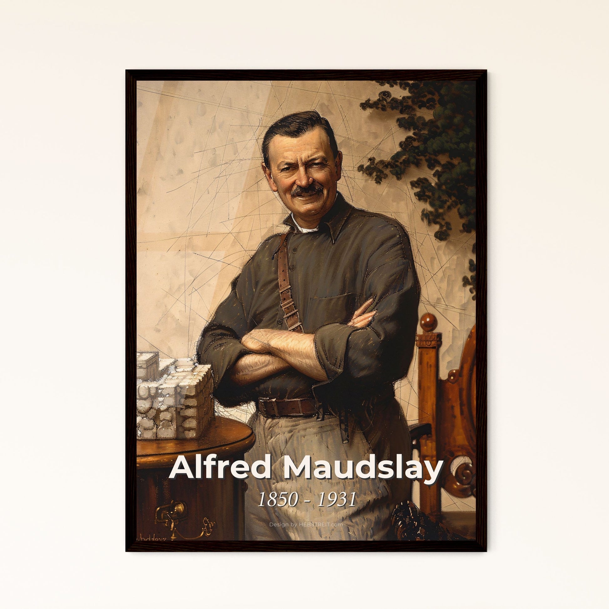 Alfred Maudslay: A Vibrant Homage to the Pioneer of Mayan Archaeology – Contemporary Art Print for Timeless Elegance in Home Decor