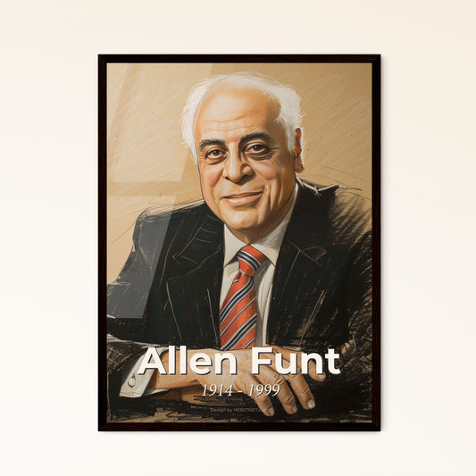 Captivating Portrait of Allen Funt: Iconic Host of Candid Camera - Contemporary Art Print in Striking Colors & Dynamic Lines