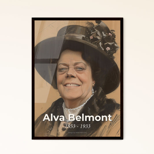 Alva Belmont: Iconic Suffragist & Philanthropist - Elegant Contemporary Art Print on Beige Paper, Perfect for Home Décor