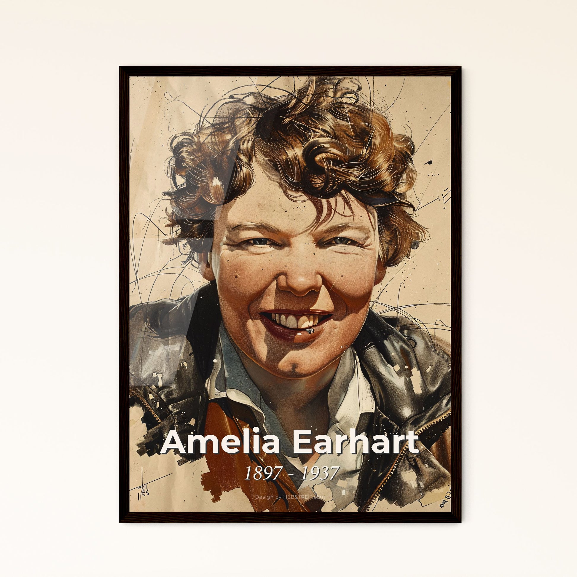 Amelia Earhart: Iconic Aviator's Essence - Contemporary Art Print Celebrating Adventure & Elegance, Ideal for Home Decor & Gifts