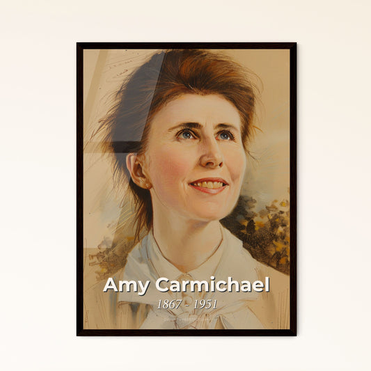 Elegant Portrait of Amy Carmichael: Emotive Contemporary Art Print Celebrating the Irish Missionary's Legacy in India