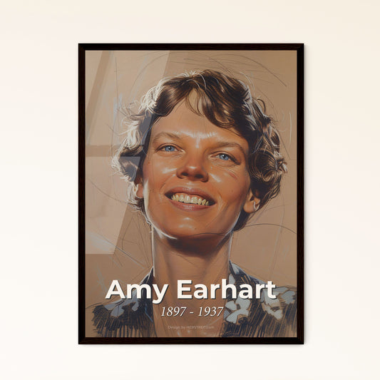 Graceful Enigma: Portrait of Amelia Earhart - Bold Contemporary Art Print Celebrating the Iconic Aviator’s Legacy and Spirit