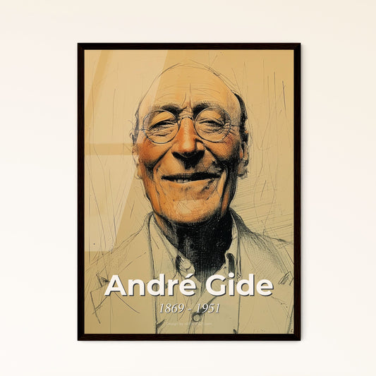 Elegant André Gide Portrait: Dynamic Contemporary Art Print - Gift-Ready Home Decor in Frame or Aluminum, Unique & Timeless!