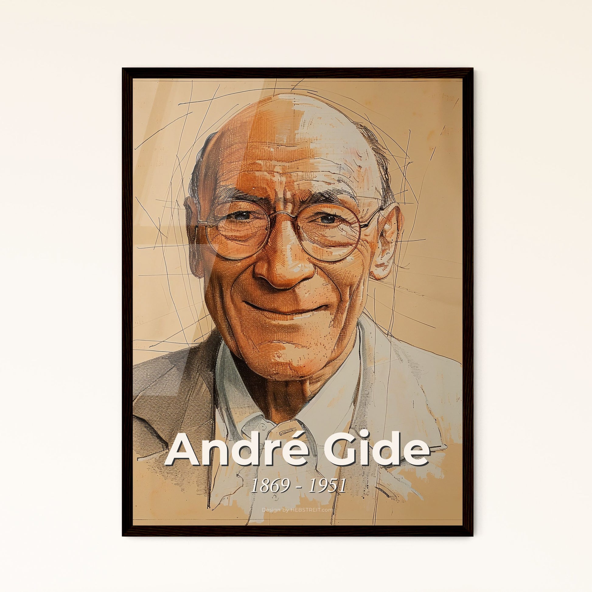 André Gide: Iconic Portrait of the Nobel Laureate in Contemporary Style—Ideal Gift for Art Lovers and Chic Home Decor