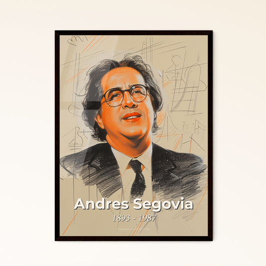 Vibrant Tribute to Andres Segovia: Contemporary Portrait of a Guitar Legend - Unique Artwork for Home Decor and Gifting