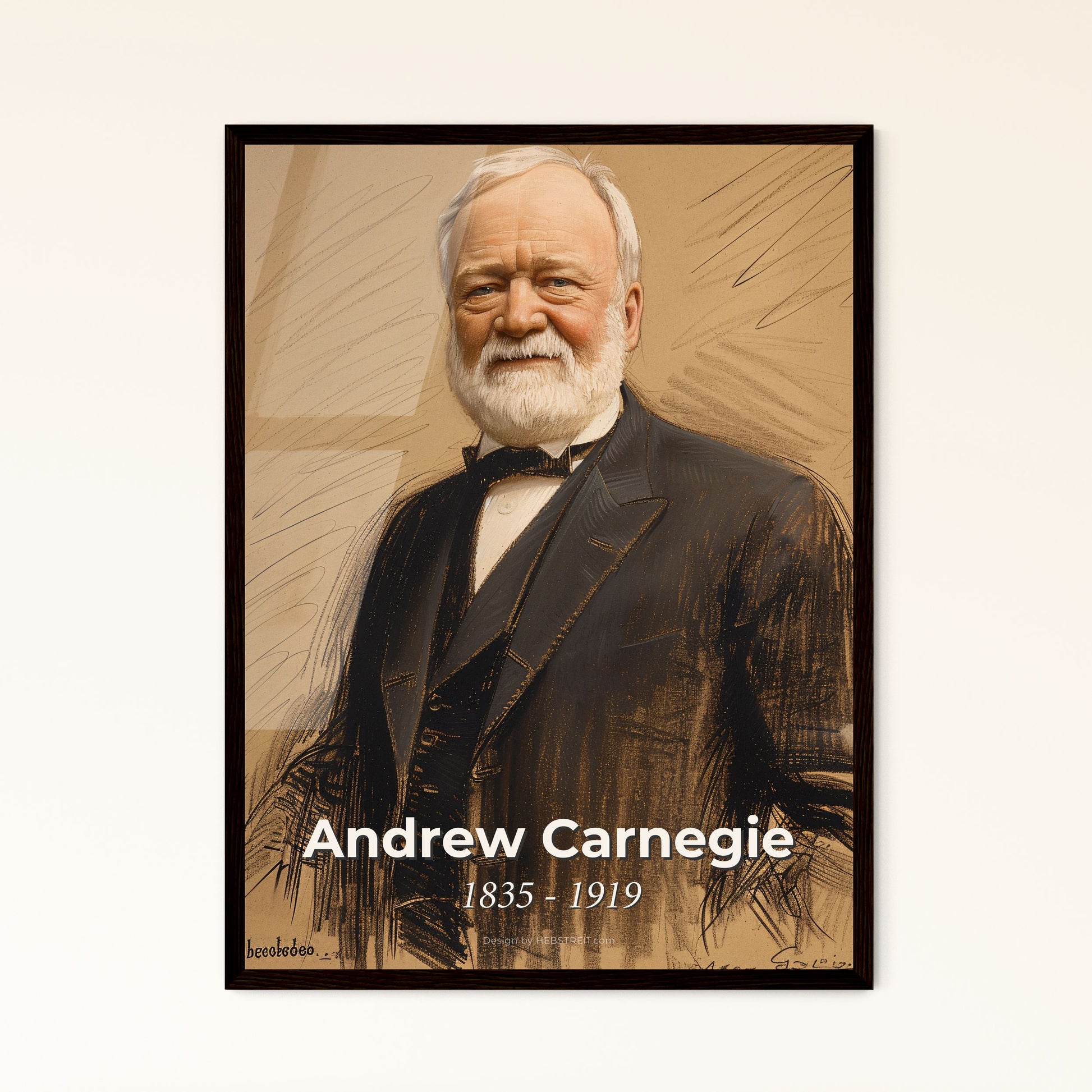 Andrew Carnegie: A Captivating Contemporary Portrait of the Steel Tycoon - Elegant Art Print for Home Décor & Gifting