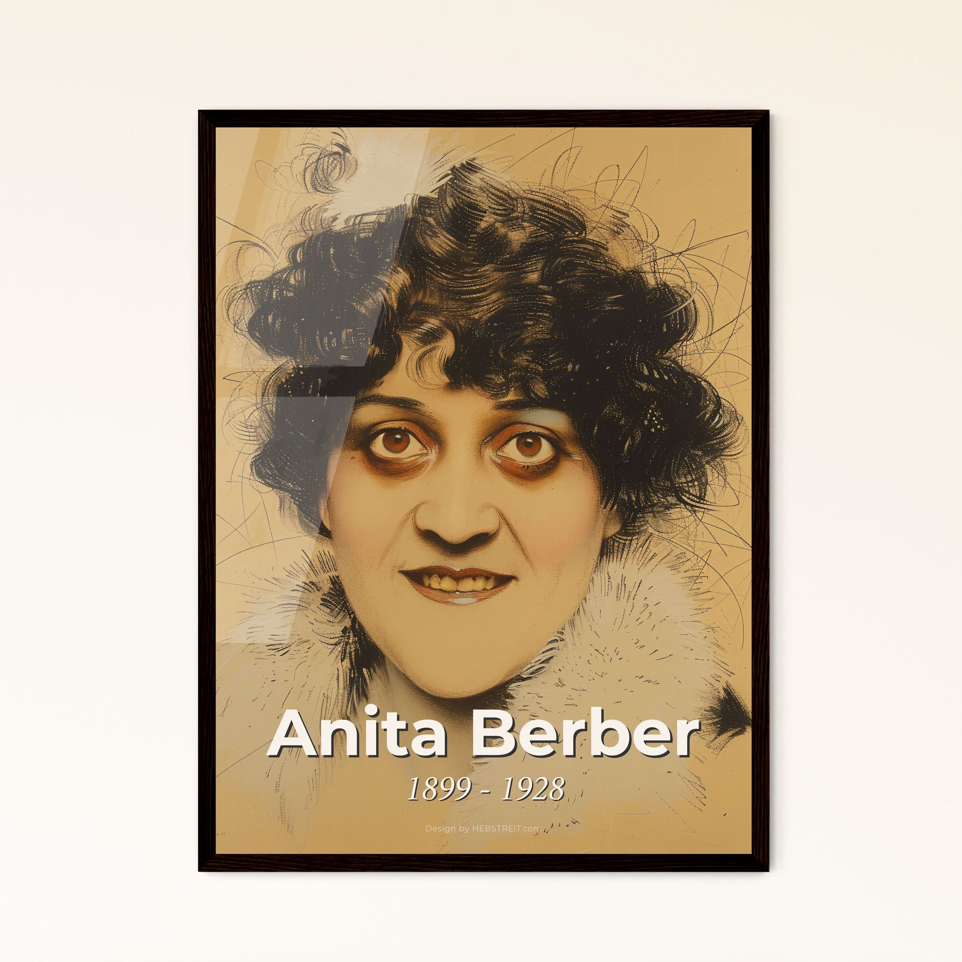 Anita Berber: Captivating Weimar Icon – Intricate Sensual Portrait on Beige, Vibrant Hues, Ideal for Modern Home Décor