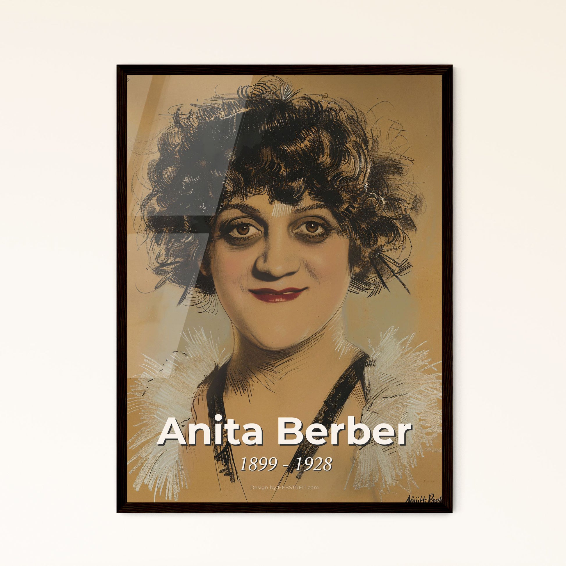 Anita Berber: Weimar Berlin Icon - Sensual Portrait on Beige, Dynamic Lines & Delicate Hatching - Perfect for Modern Home Decor