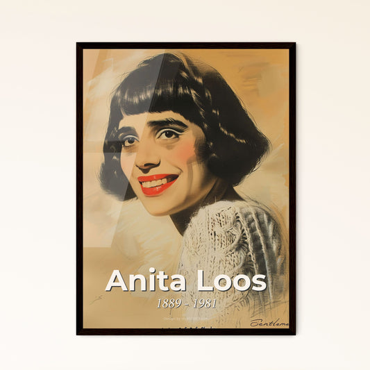 Anita Loos: Captivating Portrait in Dynamic Lines – Celebrate Literary Greatness in Elegant Home Decor, Perfect for Gifting!