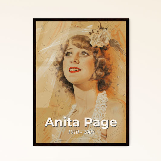 Anita Page: Elegant Tribute to a Silent Film Icon - Stunning Contemporary Art Print on Beige, Perfect for Home Decor & Gifting!