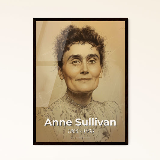 Empowerment in Art: Anne Sullivan, Teacher of Helen Keller - Contemporary Portrait in Dynamic Hues for Modern Home Decor